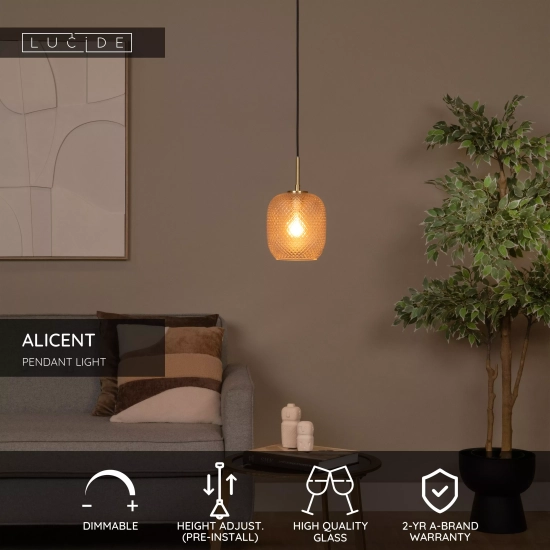 ALICENT Lampa wisząca Ø 18 cm 1xE27 złoty mat / mosiądz 03450/01/02 Lucide - zdjęcie dodatkowe 1